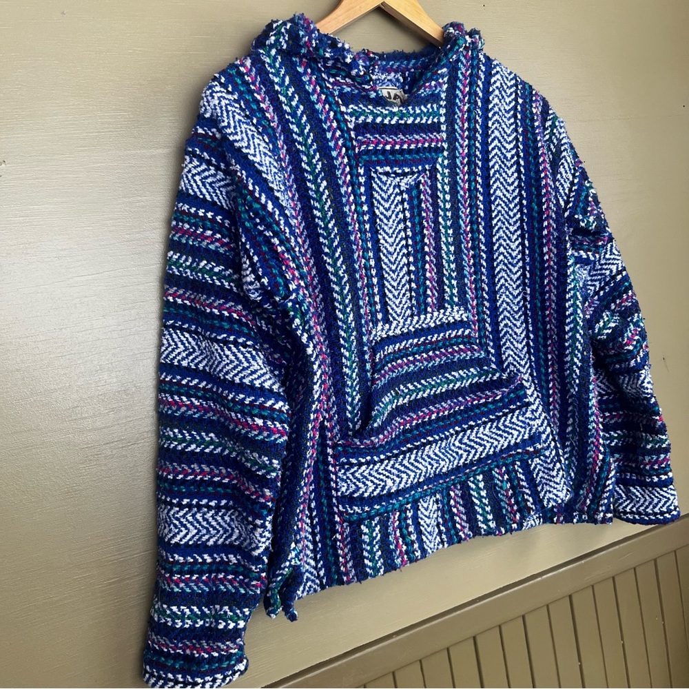 Baja Joe Mexican Hooded Poncho Beach  “Drug Rug” - Picture 2 of 10